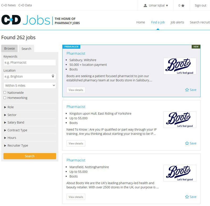 C+D Find a Job Search